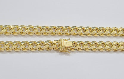 Real 14k Yellow Gold Miami Cuban Link Chain 10mm 22" Necklace Box Lock For Men