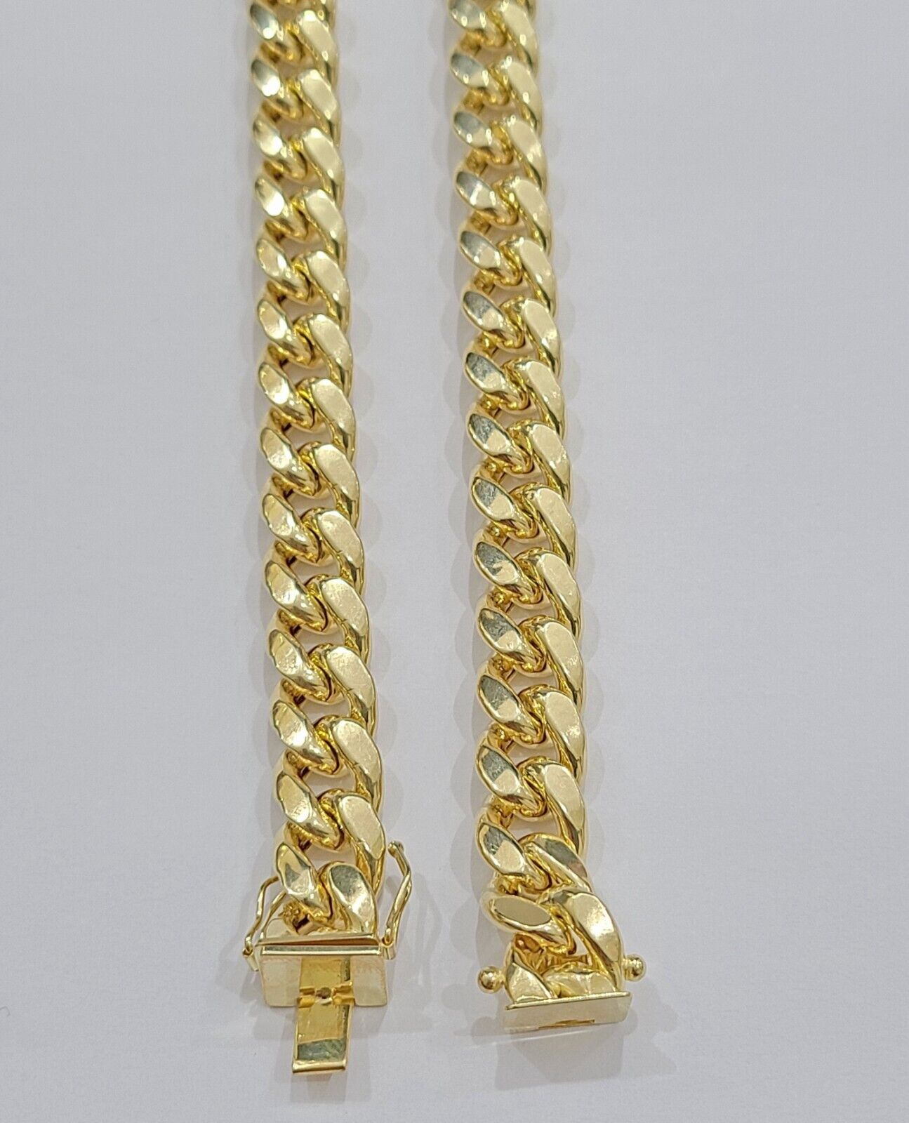 Real 14k Yellow Gold Miami Cuban Link Chain 10mm 24" Necklace Box Lock 14kt - Reva Jeweler