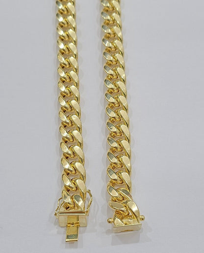 Real 14k Yellow Gold Miami Cuban Link Chain 10mm 24" Necklace Box Lock 14kt - Reva Jeweler