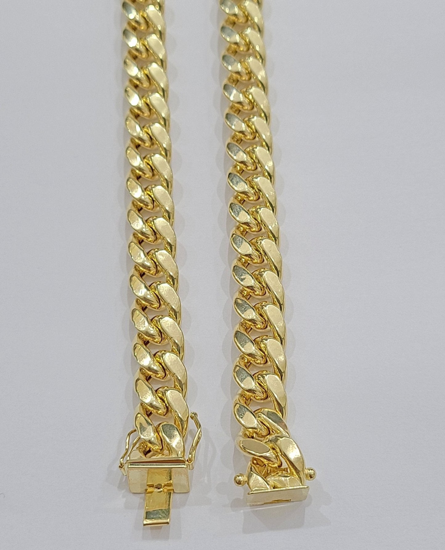 Real 14k Yellow Gold Miami Cuban Link Chain 10mm 28" Necklace Box Lock For Men
