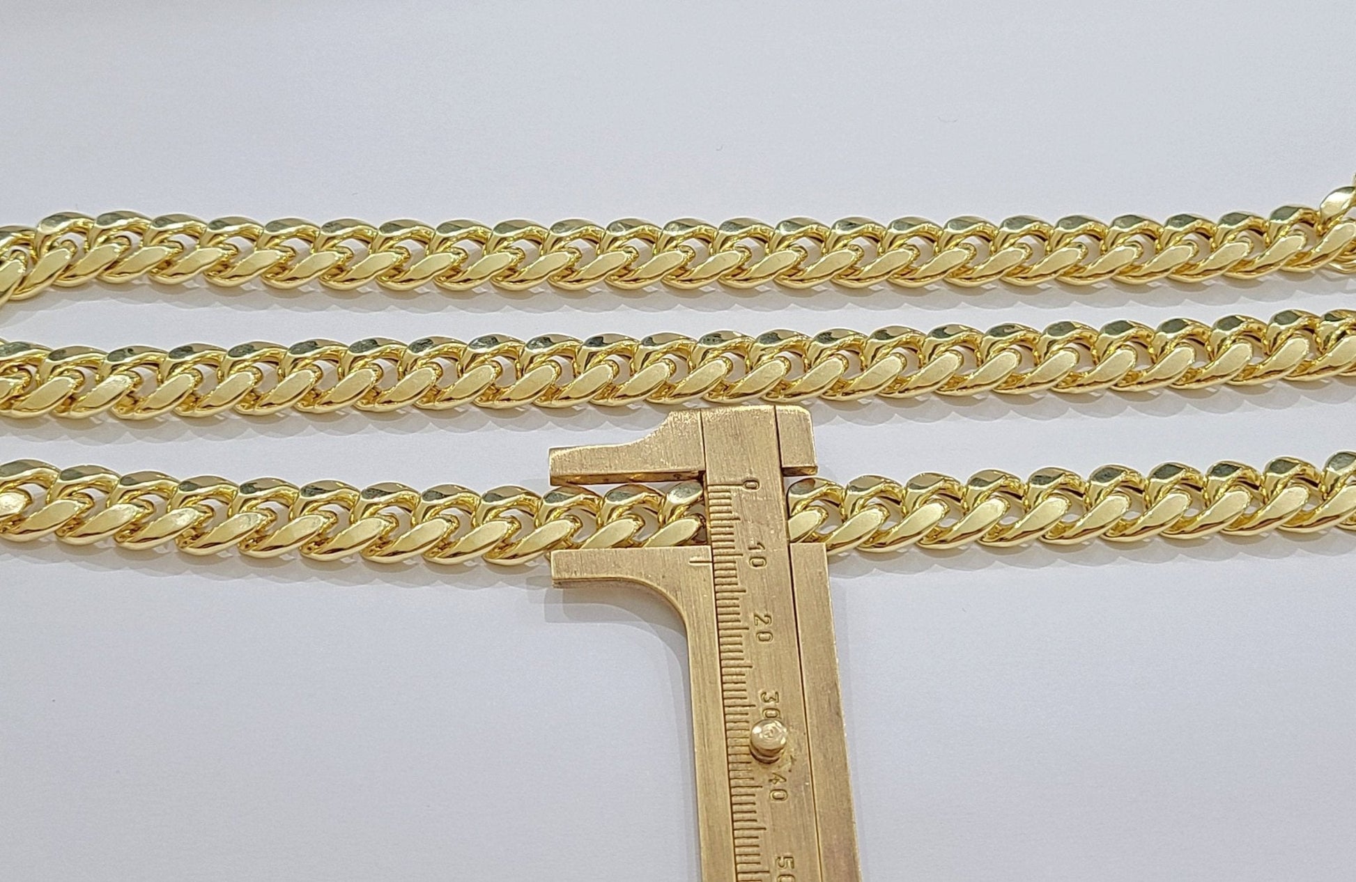Real 14k Yellow Gold Miami Cuban Link Chain 11mm 22" Necklace Box Lock For Men - Reva Jeweler