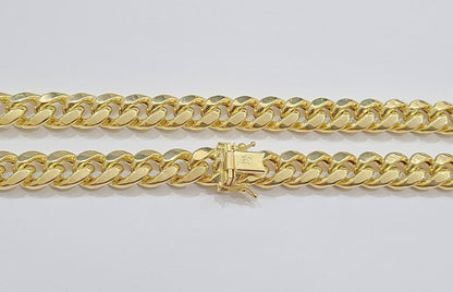 Real 14k Yellow Gold Miami Cuban Link Chain 11mm 26" Necklace Box Lock For Men