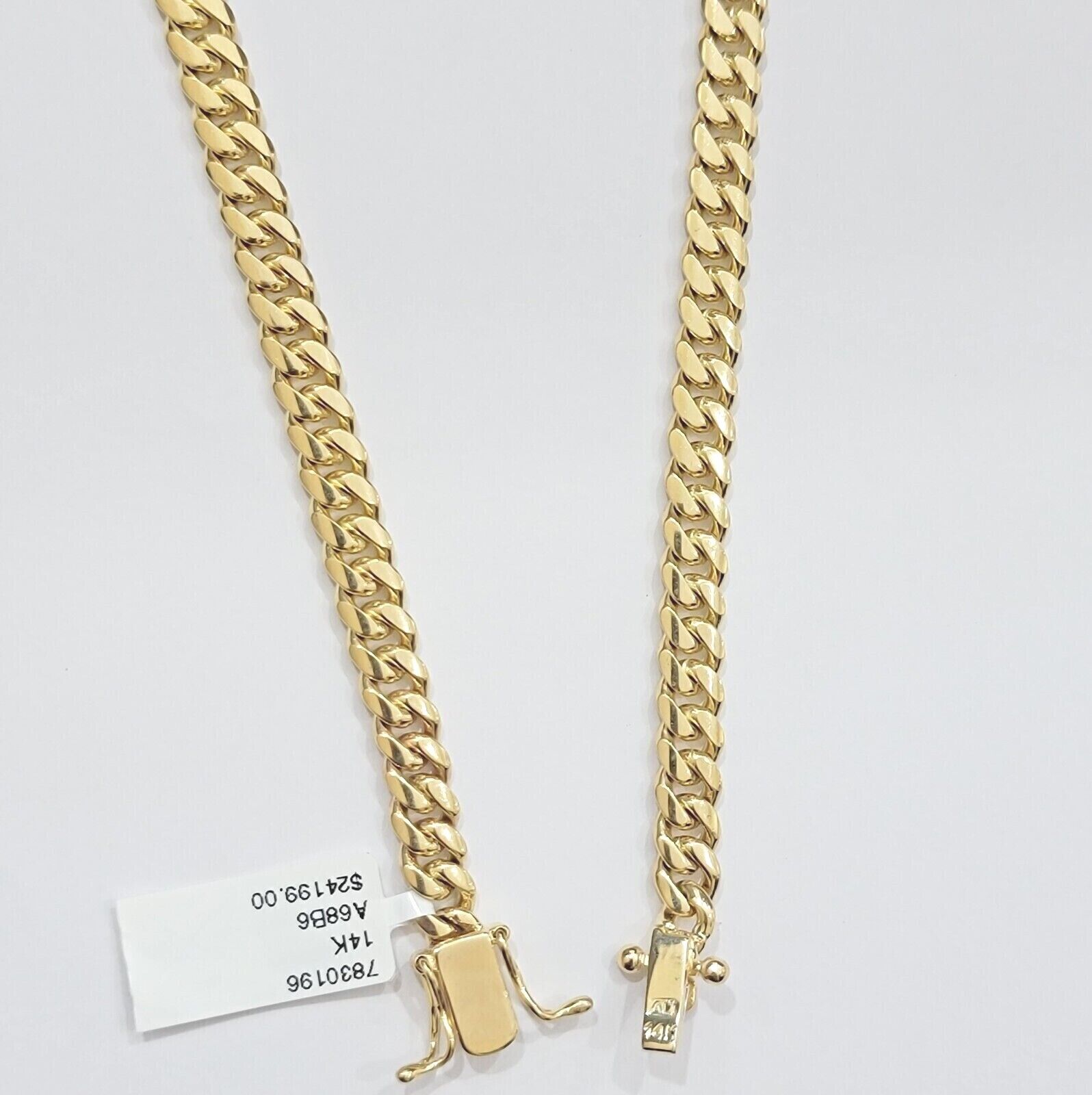 Real 14k Yellow Gold Miami Cuban Link Chain 6mm 20" Necklace 14kt solid Box lock - GoldenlinQ
