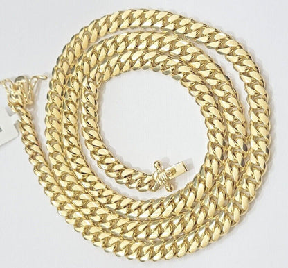 Real 14k Yellow Gold Miami Cuban Link Chain 6mm 22" Necklace 14kt solid Box lock - GoldenlinQ