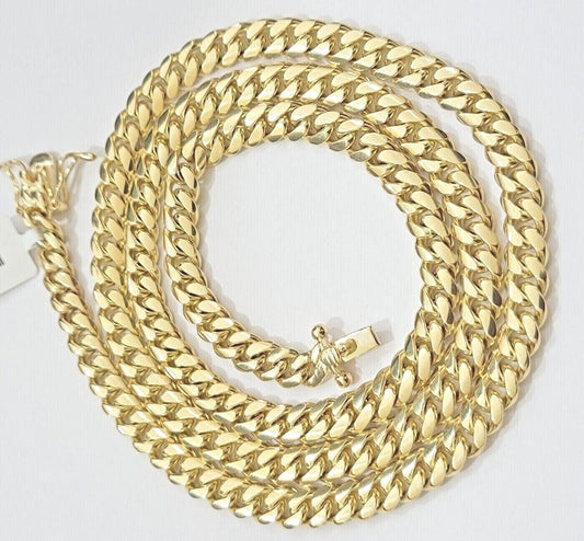 Real 14k Yellow Gold Miami Cuban Link Chain 6mm 22" Necklace 14kt solid Box lock - GoldenlinQ
