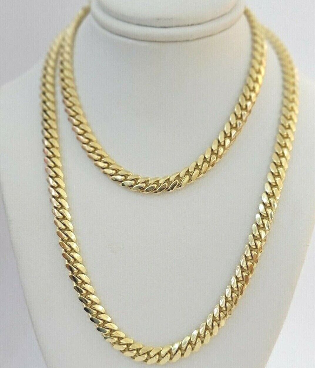 Real 14k Yellow Gold Miami Cuban Link Chain 6mm 22" Necklace 14kt solid Box lock - GoldenlinQ