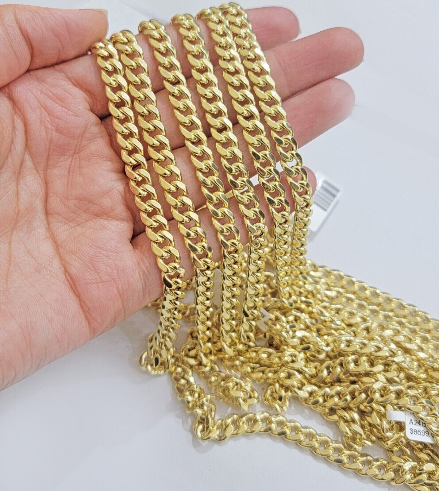 Real 14k Yellow Gold Miami Cuban Link Chain 7mm 22" Necklace Box Lock - GoldenlinQ