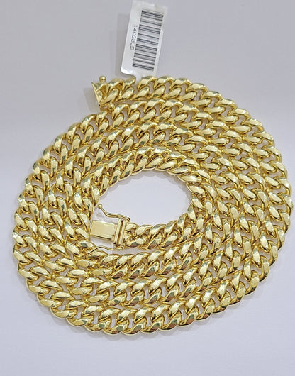 Real 14k Yellow Gold Miami Cuban Link Chain 8mm 22" Necklace Box Lock