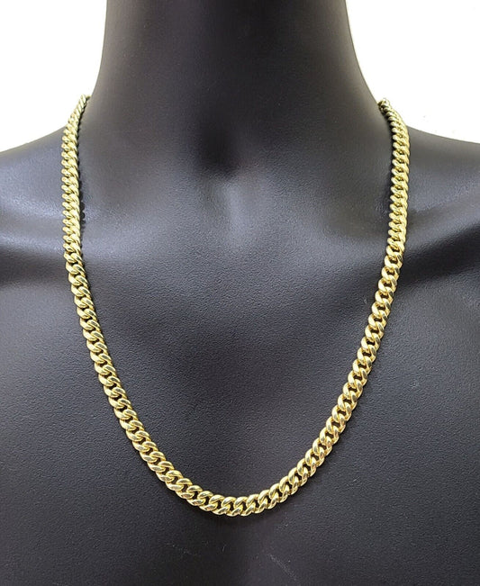 Real 14k Yellow Gold Miami Cuban Link Chain 8mm 24" Necklace Box Lock - Reva Jeweler
