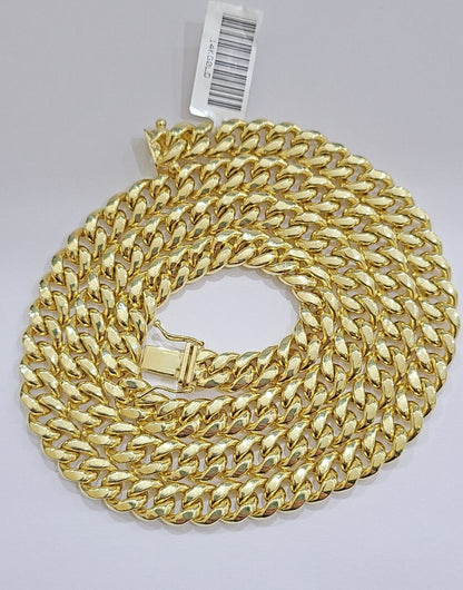 Real 14k Yellow Gold Miami Cuban Link Chain 8mm 24" Necklace Box Lock - Reva Jeweler