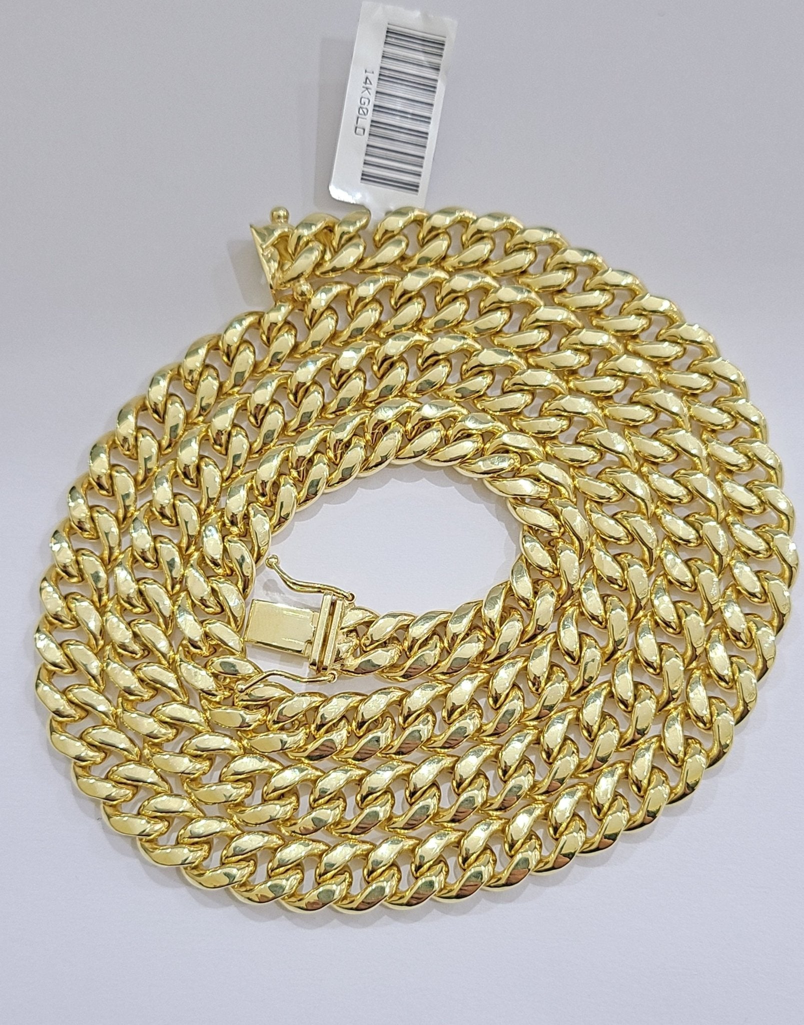 Real 14k Yellow Gold Miami Cuban Link Chain 8mm 24" Necklace Box Lock