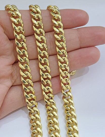 Real 14k Yellow Gold Miami Cuban Link Chain 8mm 24" Necklace Box Lock
