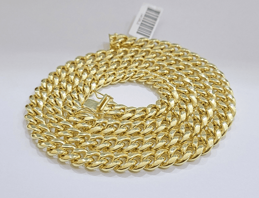 Real 14k Yellow Gold Miami Cuban Link Chain 8mm 28" Necklace Box Lock 14kt - Reva Jeweler