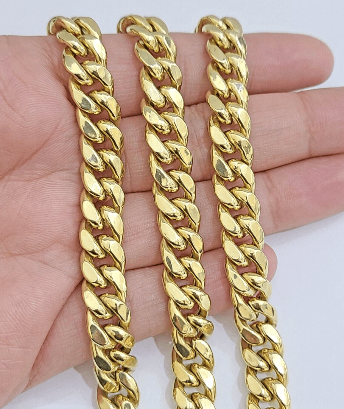 Real 14k Yellow Gold Miami Cuban Link Chain 9mm 22" Choker Necklace Box Lock 14K - Reva Jeweler