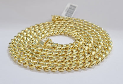 Real 14k Yellow Gold Miami Cuban Link Chain 9mm 22" Necklace Box Lock Choker