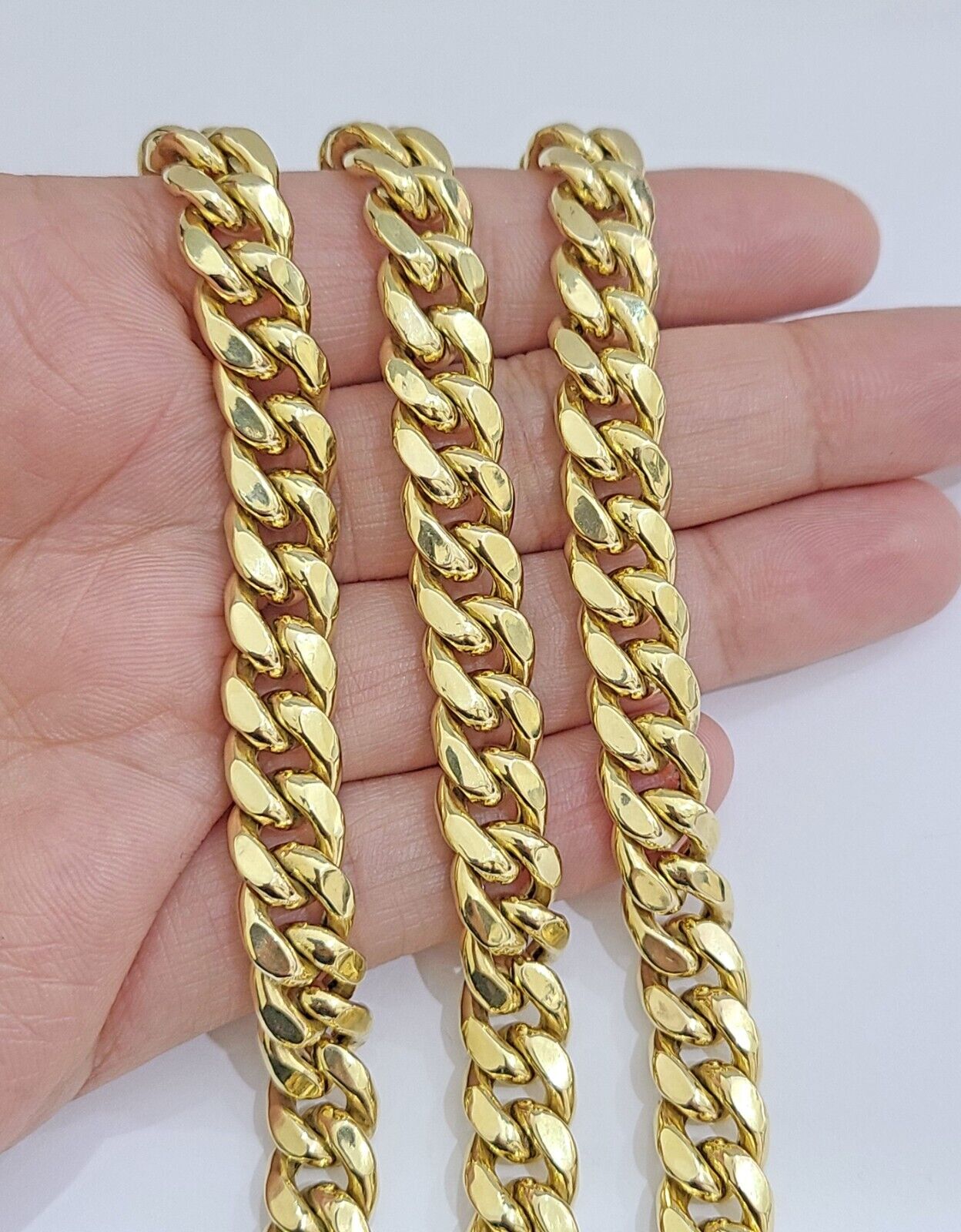 Real 14k Yellow Gold Miami Cuban Link Chain 9mm 24" Necklace Box Lock - Reva Jeweler