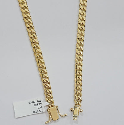 Real 14k Yellow Gold Miami Cuban Link Chain Necklace 6mm 20" - 30" 14kt SOLID - Reva Jeweler