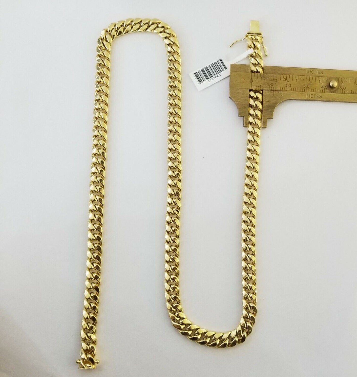 Real 14K Yellow Gold Miami Cuban Link Necklace Chain 8mm box Lock 22" - Reva Jeweler