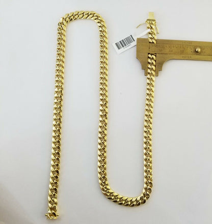 Real 14K Yellow Gold Miami Cuban Link Necklace Chain 8mm box Lock 22" - Reva Jeweler