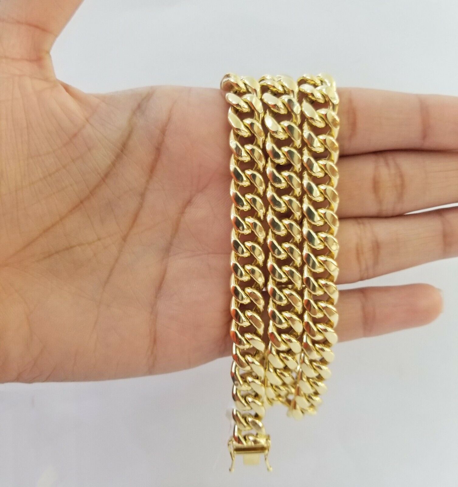 Real 14K Yellow Gold Miami Cuban Link Necklace Chain 8mm box Lock 22"