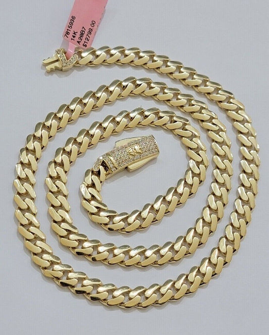 Real 14k Yellow Gold Monaco Chain Necklace 20" 22'' 24'' 26" Inch 7mm 14kt SALE - Reva Jeweler