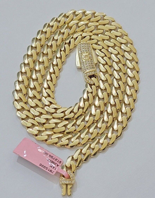 Real 14k Yellow Gold Monaco Chain Necklace 20" 22'' 24'' 26" Inch 7mm 14kt SALE - Reva Jeweler