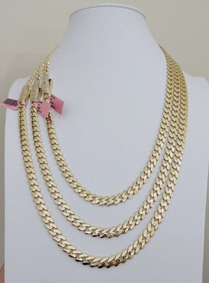 Real 14k Yellow Gold Monaco Chain Necklace 20" 22'' 24'' 26" Inch 7mm 14kt SALE - Reva Jeweler