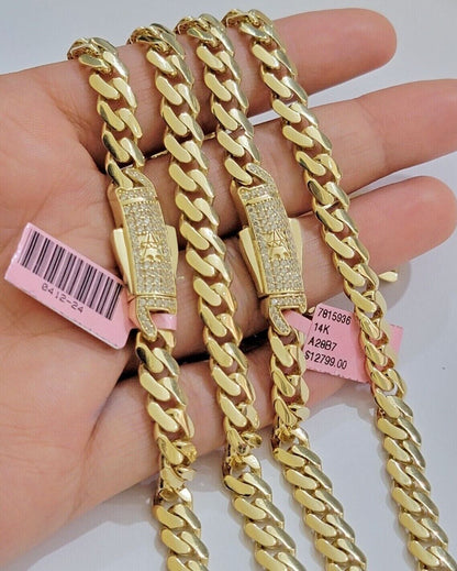 Real 14k Yellow Gold Monaco Chain Necklace 20" 22'' 24'' 26" Inch 7mm 14kt SALE - Reva Jeweler