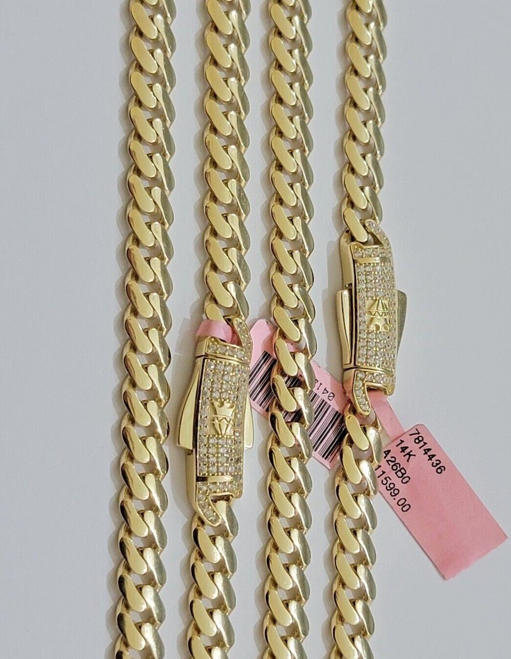 Real 14k Yellow Gold Monaco Chain Necklace 20" 22'' 24'' 26" Inch 7mm 14kt SALE - Reva Jeweler