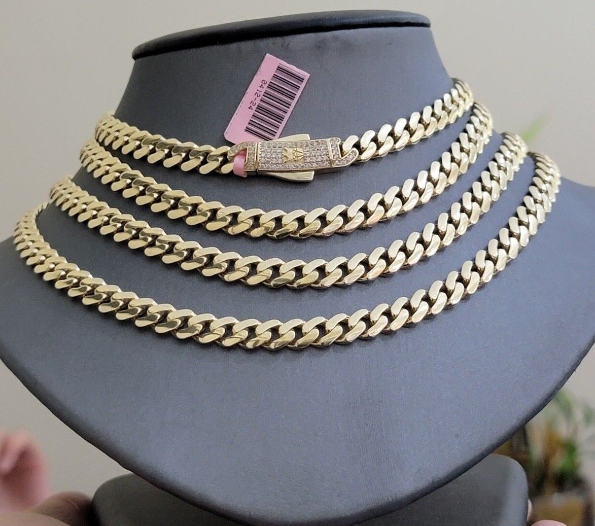 Real 14k Yellow Gold Monaco Chain Necklace 20" 22'' 24'' 26" Inch 7mm 14kt SALE - Reva Jeweler