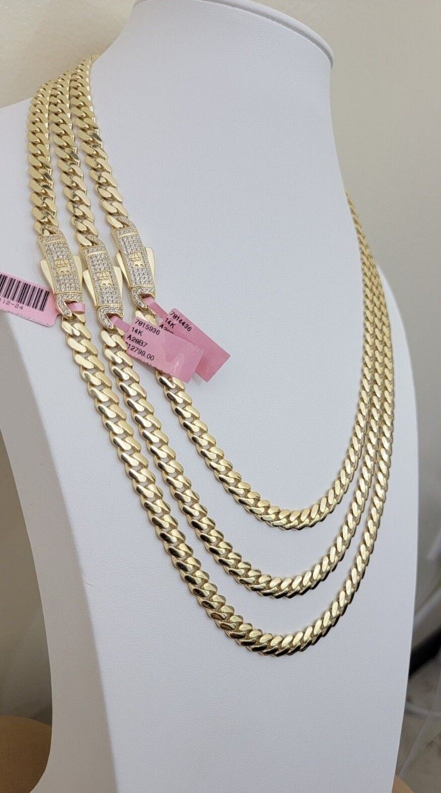 Real 14k Yellow Gold Monaco Chain Necklace 20" 22'' 24'' 26" Inch 7mm 14kt SALE - Reva Jeweler