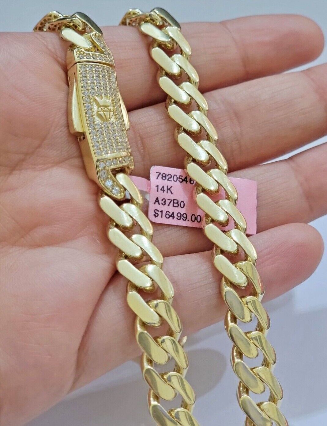 Real 14k Yellow Gold Monaco Chain Necklace 20" 22'' 24'' 26" Inch 9mm 14kt SALE - Reva Jeweler