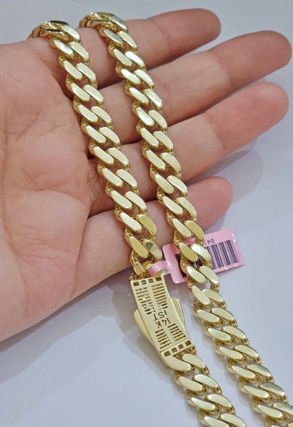 Real 14k Yellow Gold Monaco Chain Necklace 20" 22'' 24'' 26" Inch 9mm 14kt SALE - Reva Jeweler