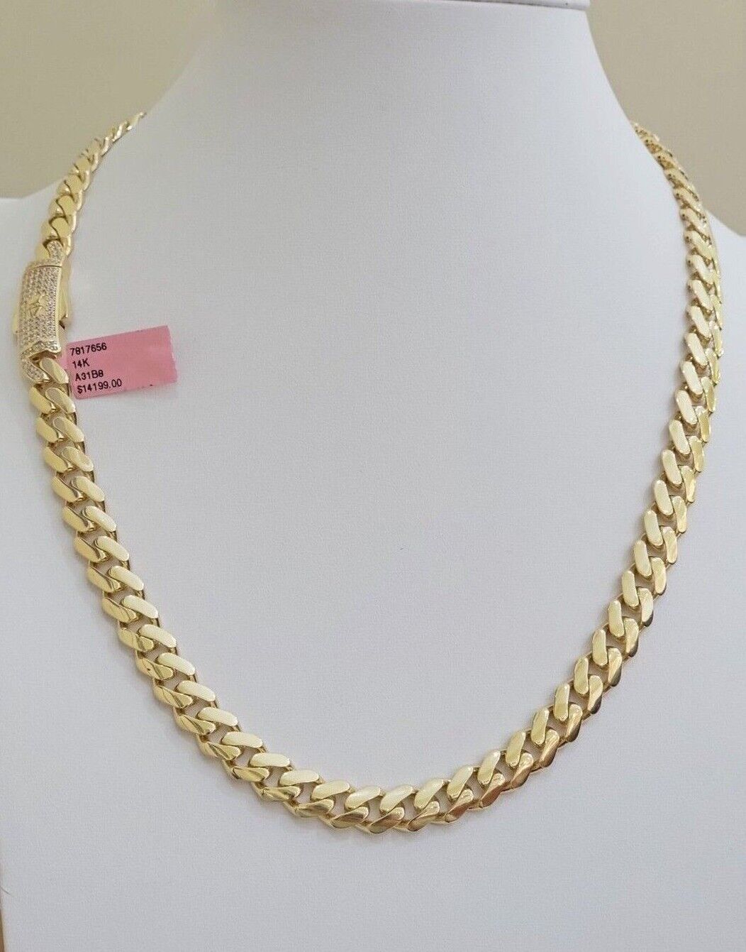 Real 14k Yellow Gold Monaco Chain Necklace 20" 22'' 24'' 26" Inch 9mm 14kt SALE - Reva Jeweler