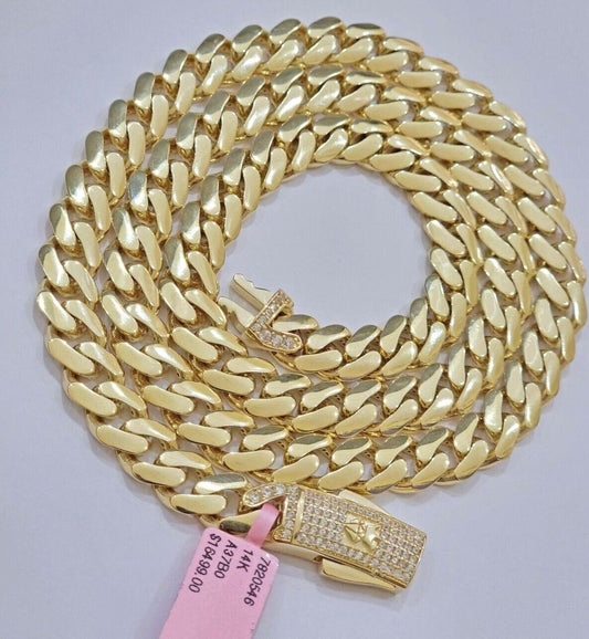 Real 14k Yellow Gold Monaco Chain Necklace 20" 22'' 24'' 26" Inch 9mm 14kt SALE - Reva Jeweler