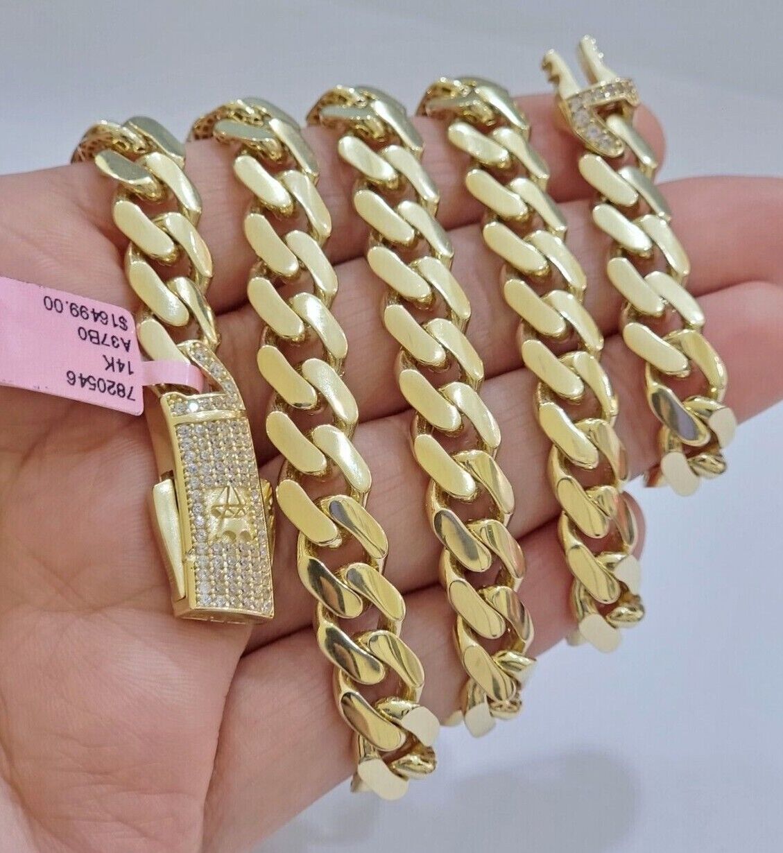 Real 14k Yellow Gold Monaco Chain Necklace 20" 22'' 24'' 26" Inch 9mm 14kt SALE - Reva Jeweler