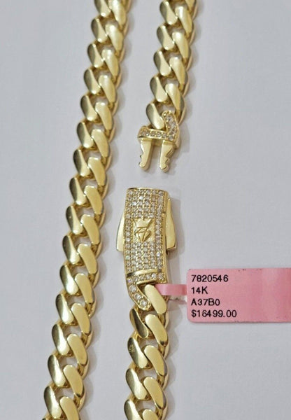 Real 14k Yellow Gold Monaco Chain Necklace 20" 22'' 24'' 26" Inch 9mm 14kt SALE - Reva Jeweler