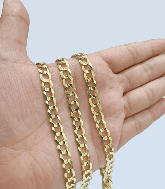 Real 14k Yellow Gold Necklace Cuban Curb Link Chain 20'' inches 7mm Unisex - GoldenlinQ