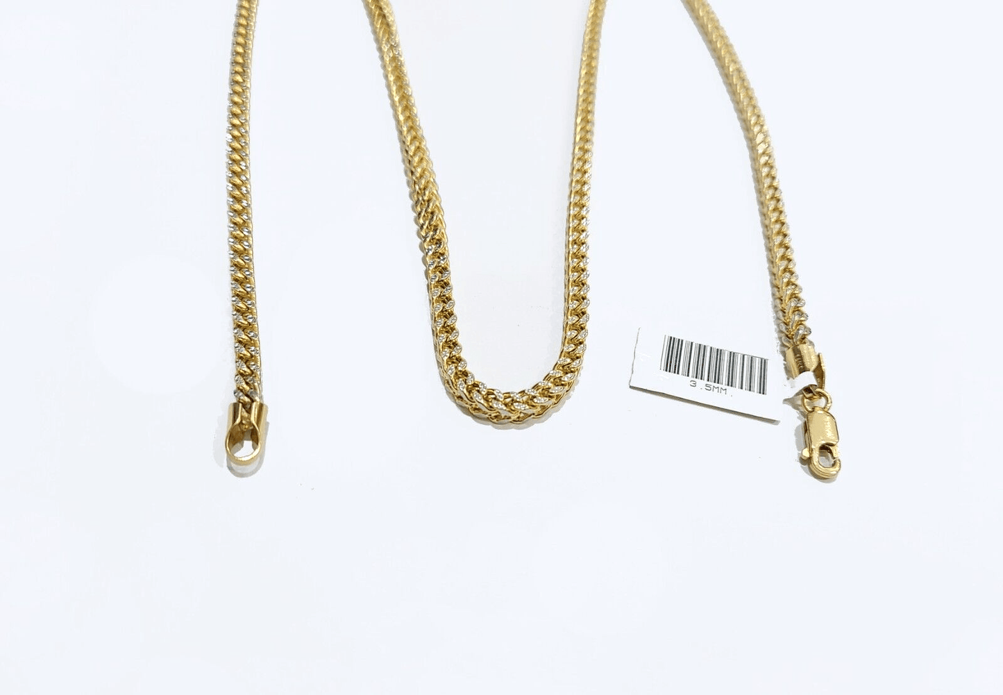 Real 14k Yellow Gold Necklace Franco Diamond Cut Chain 3mm 22" inch 14kt Unisex - GoldenlinQ