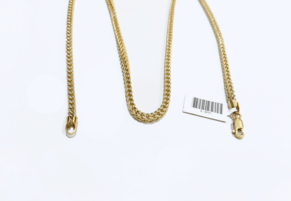 Real 14k Yellow Gold Necklace Franco Diamond Cut Chain 3mm 22" inch 14kt Unisex - GoldenlinQ