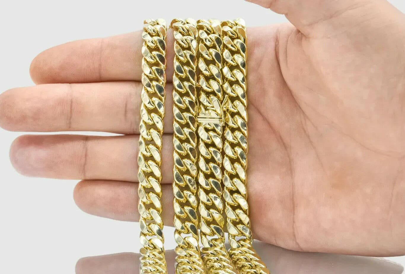 Real 14k Yellow Gold Necklace Miami Cuban chain 6MM 18 - 28" Strong Link Box Lock - Reva Jeweler