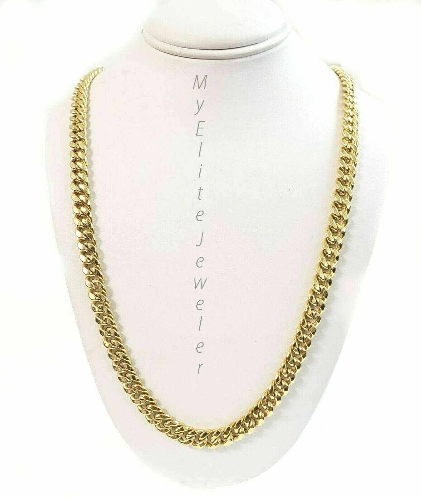 Real 14k Yellow Gold Necklace Miami Cuban chain 6MM 18 - 28" Strong Link Box Lock - Reva Jeweler