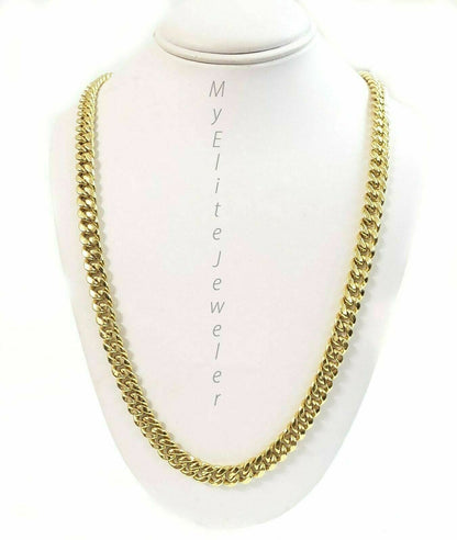 Real 14k Yellow Gold Necklace Miami Cuban chain 6MM 18 - 28" Strong Link Box Lock - Reva Jeweler