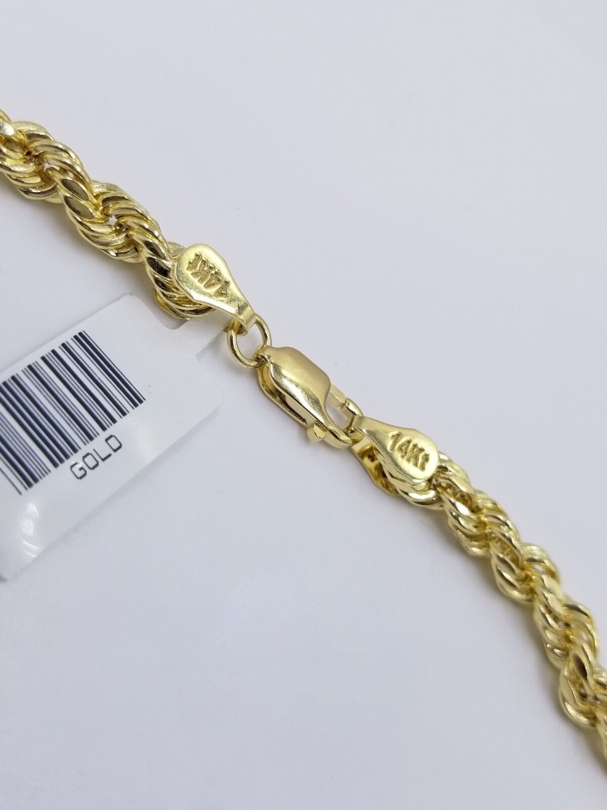 Real 14k Yellow Gold Necklace Rope Chain 5mm 20" inch 14kt Men's Chain For Charm - Reva Jeweler