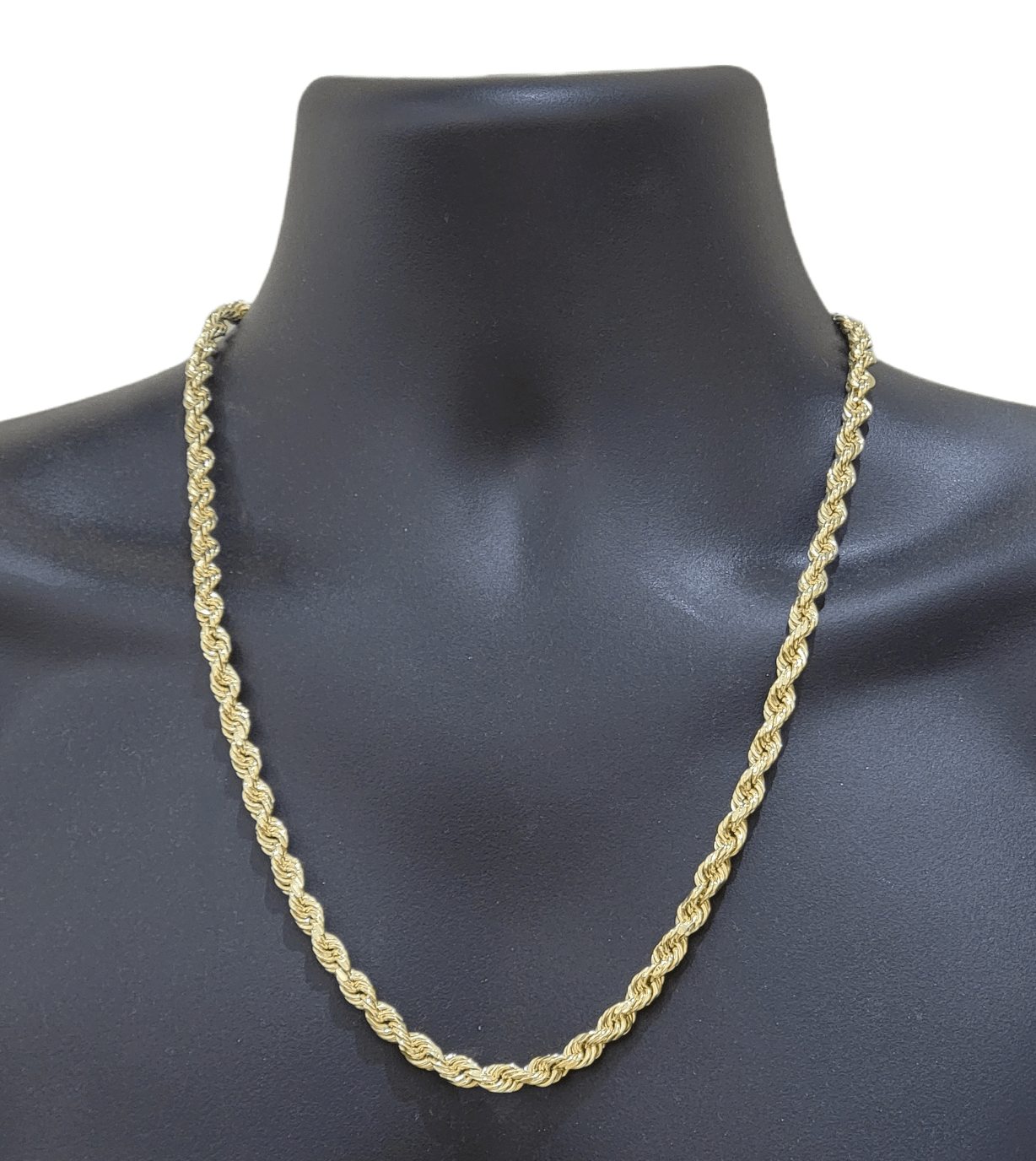 Real 14k Yellow Gold Necklace Rope Chain 5mm 20" inch 14kt Men's Chain For Charm - Reva Jeweler