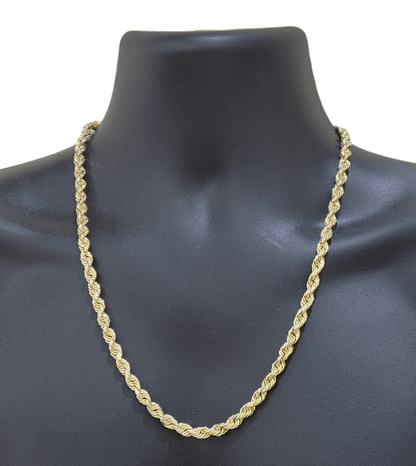 Real 14k Yellow Gold Necklace Rope Chain 5mm 20" inch 14kt Men's Chain For Charm - Reva Jeweler