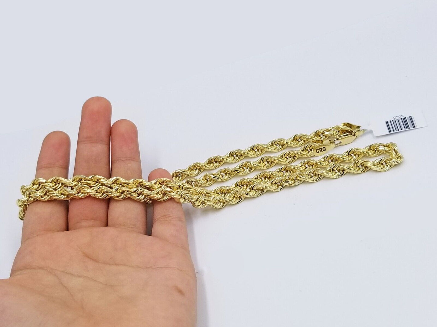 Real 14k Yellow Gold Necklace Rope Chain 6mm 26" inch 14kt Men's Chain For Charm - GoldenlinQ