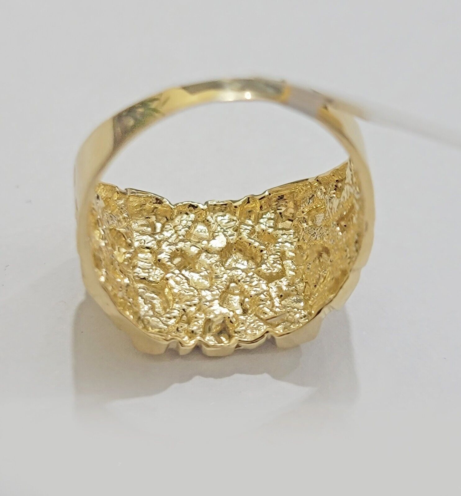 Real 14k Yellow Gold Nugget Ring For Men's Genuine 14kt casual or Pinky Ring - Reva Jeweler