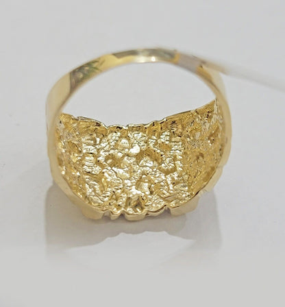 Real 14k Yellow Gold Nugget Ring For Men's Genuine 14kt casual or Pinky Ring - Reva Jeweler