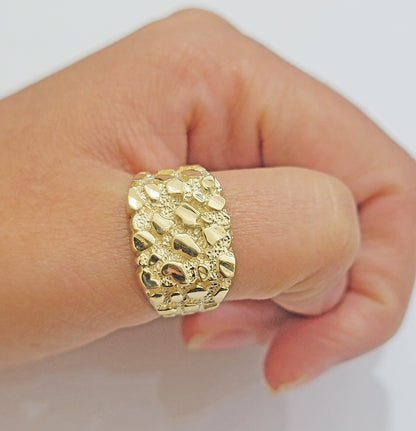 Real 14k Yellow Gold Nugget Ring For Men's Genuine 14kt casual or Pinky Ring - Reva Jeweler